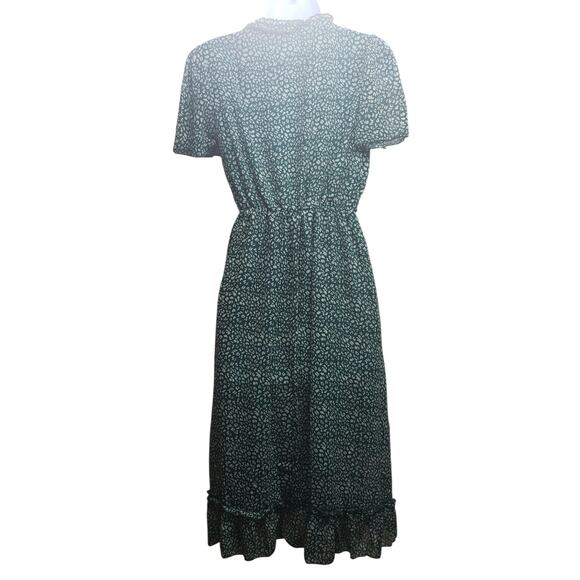 Unbranded Green Abstract Ruffle Midi Dress Women’s S Lightweight Flutter Sleeve - Picture 2 of 11